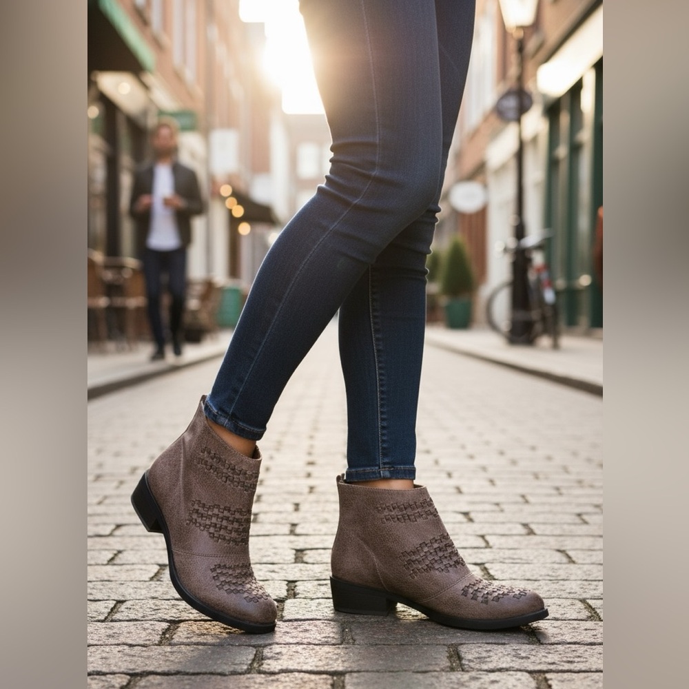 NOT RATED
KYLA FAUX LEATHER WOVEN BLOCK HEEL WESTERN ANKLE BOOTIE